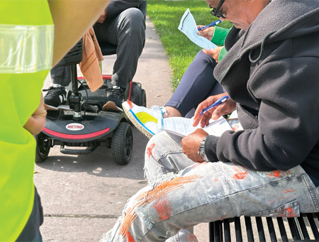 Waterbury residents and commuters taking the Mobility Equity survey.